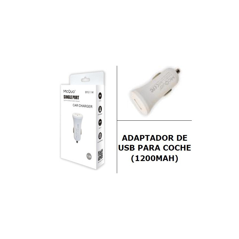 MCQUO REF: 89511W ADAPTADOR DE COCHE 1.2A 